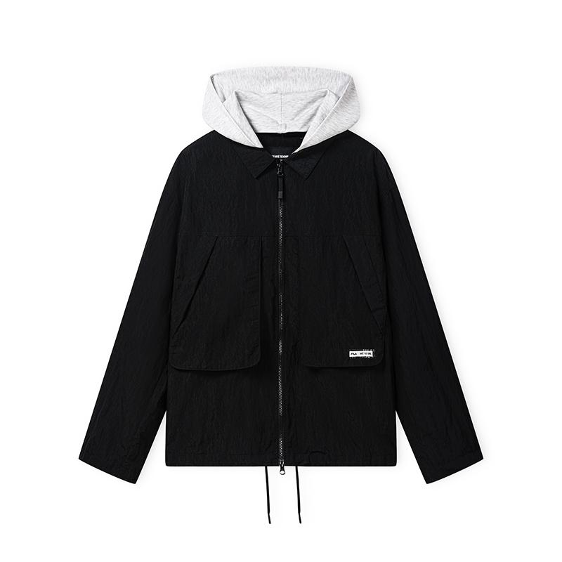 Men's FILA Jackets Men's Pitch Black Hooded (Non-detachable) Moderate Straight Fit