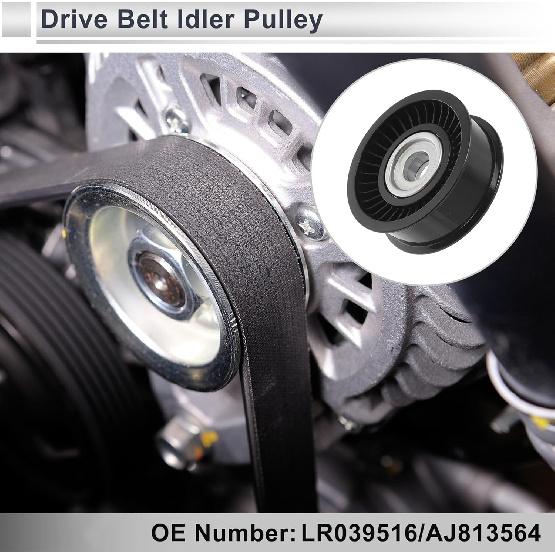 Drive Belt Idler Pulley for Land Rover Range Rover Sport 2009-2019 Serpentine Tensioner Pulley Idler No.LR039516/AJ813564/LR010725 Black 1 Pcs