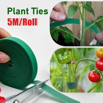 5M Plant Nylon Cable Tie Green Garden Twine Self Adhesive Adjustable Plants Bandage Hook Loop Support Reusable Fastener Tape