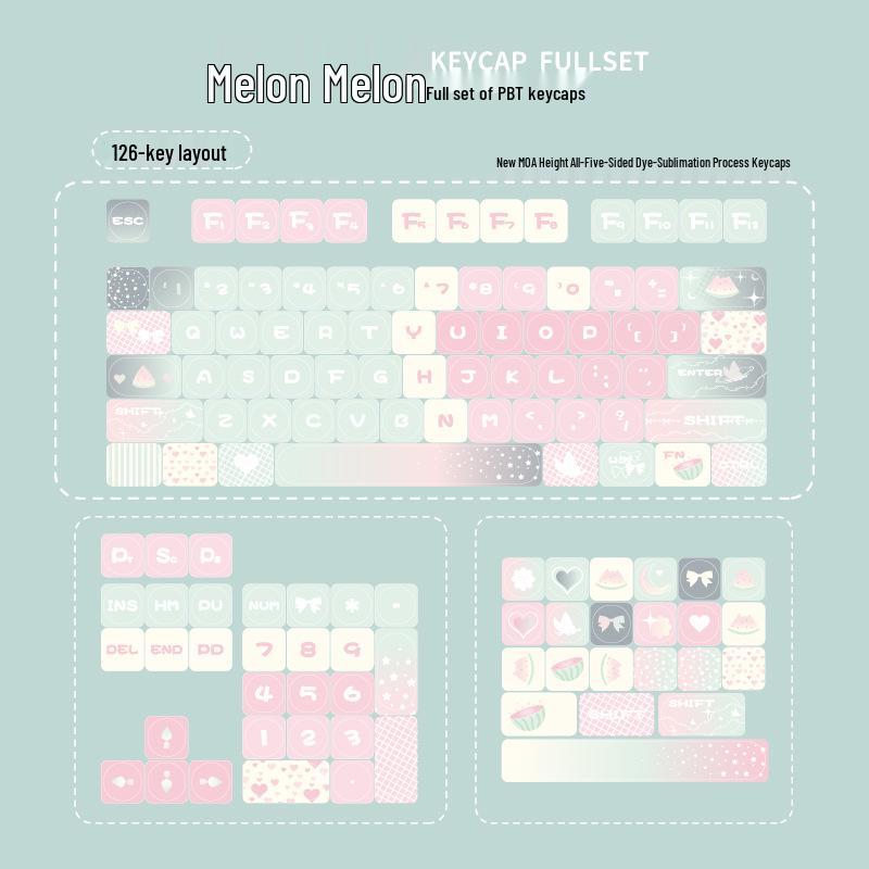 Watermelon Summer Gradient MOA Profile Dye-Sublimation PBT Keycaps
