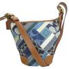 Used Shoulder Bag 12213 Signature Denim/leather Blue Brown Patchwork