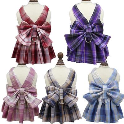 Pet JK Plaid Skirt Harness with Traction Rope - Walking Vest for Dogs and Cats