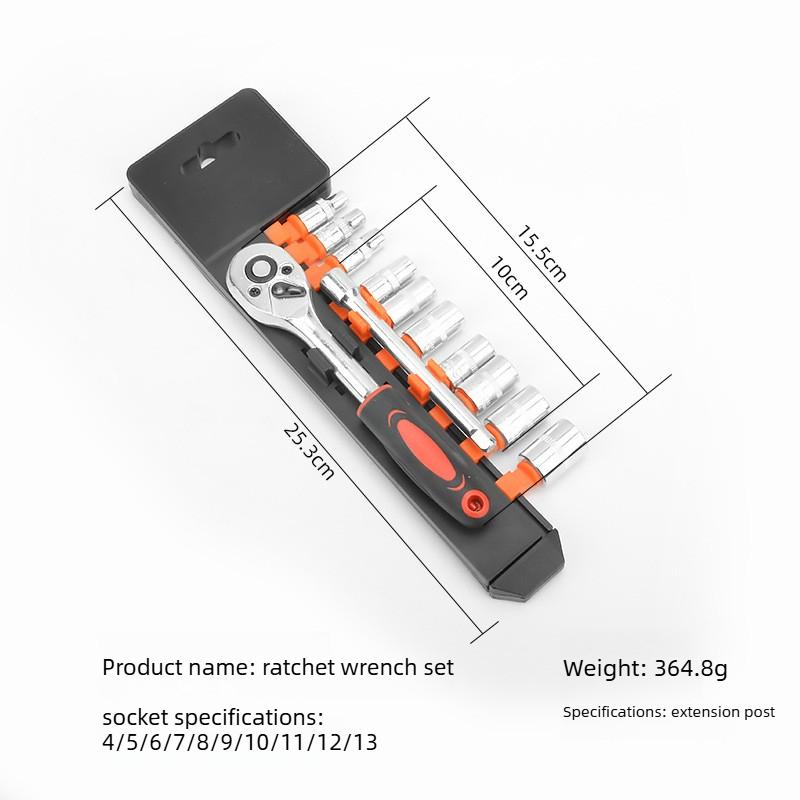 12Pcs 1/4 3/8 1/2 Inch Ratchet Socket Wrench Set Multi-function Spanner Bicycle Motorcycle Car Repairing Tool Set