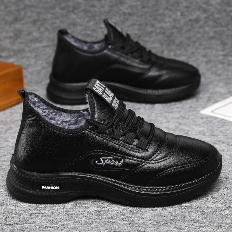 

Зимняя новая повседневная мужская и женская обувь, легкая полиуретановая подошва, нескользящая и износостойкая обувь для ходьбы, флисовая утолщенная обувь для мам 36 чёрный