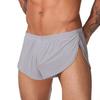 Solid Color Casual Men Elastic Waistband Split Shorts Underwear Home Sportswear