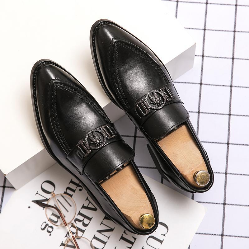 New pointed leather shoes men's fashion business dress casual shoes foreign trade driving loafers large size small leather shoes