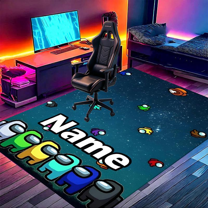 Custom Name Personalized Among Us Print Carpet, Versatile Home Decor Rug, for Playroom, Apartment, Balcony, Entryway, Hallway Gift