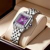 AIMANA Elegant Ladies Two-Tone Watch White Square Roman Dial Waterproof Quartz Stainless Steel Strap Dress Wristwatch Gift for W