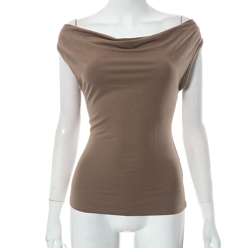 Women's Summer Solid Color Sleeveless Backless Lace Up Sexy Vest Top T-shirt