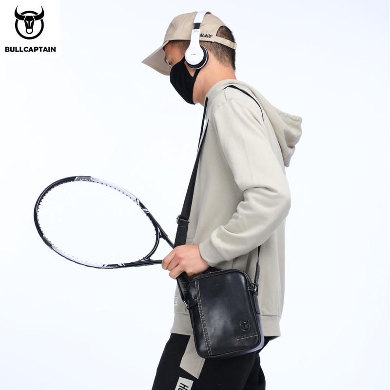 BULLCAPTAIN Herren Umhängetasche Männer Schulter Taschen Reißverschlüsse Handtaschen Große Kapazität Echtes Leder Tasche Für Männliche Messenger Tragetaschen