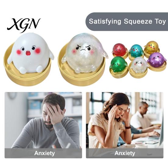 Handquetsch-Stressball Cartoon gedämpftes Brötchen Spielzeug mit Dampfgarer, Teig-Übung zur Entspannung Sensorisches Fidget-Spielzeug, Anti-Angst-Dampfgarer