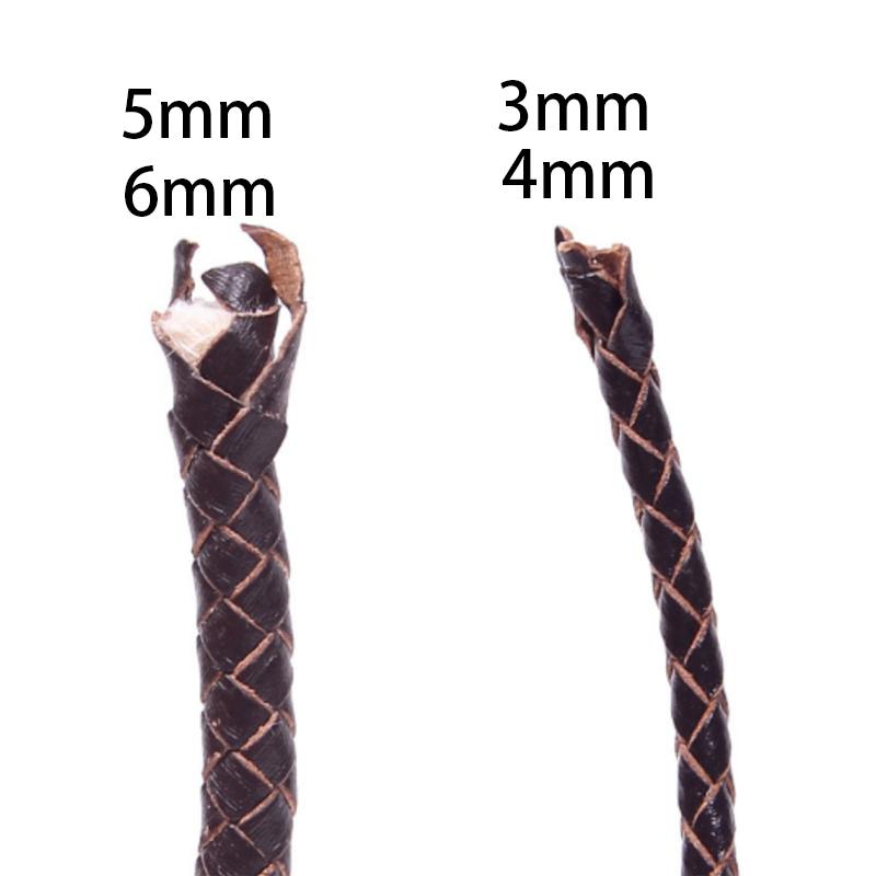 Corda in Pelle Intrecciata Rotonda da 1 metro 3 4 5 6 mm Filo Nero Marrone Rosso Corda in Vera Pelle Fai da Te Bracciale Collana Creazione Gioielli