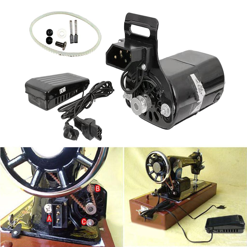 180W Household Old Sewing Machine Motor with Belt Sewing Foot Control Pedal Set Handmade Handecrafts Accessories (US Plug)