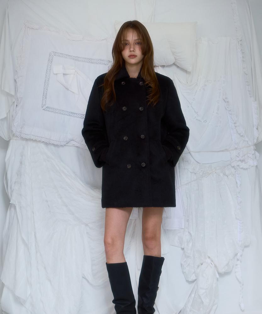 Rosefranz Two-Button Wool Half Coat [Black]