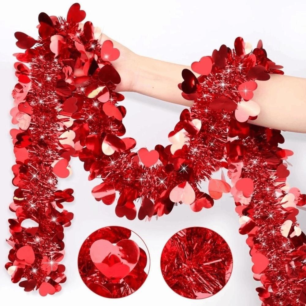 DIY Heart Tinsel Garland Love Sequins Hanging Decor Sweet Valentines Garland  Valentines Party Red Heart 5M