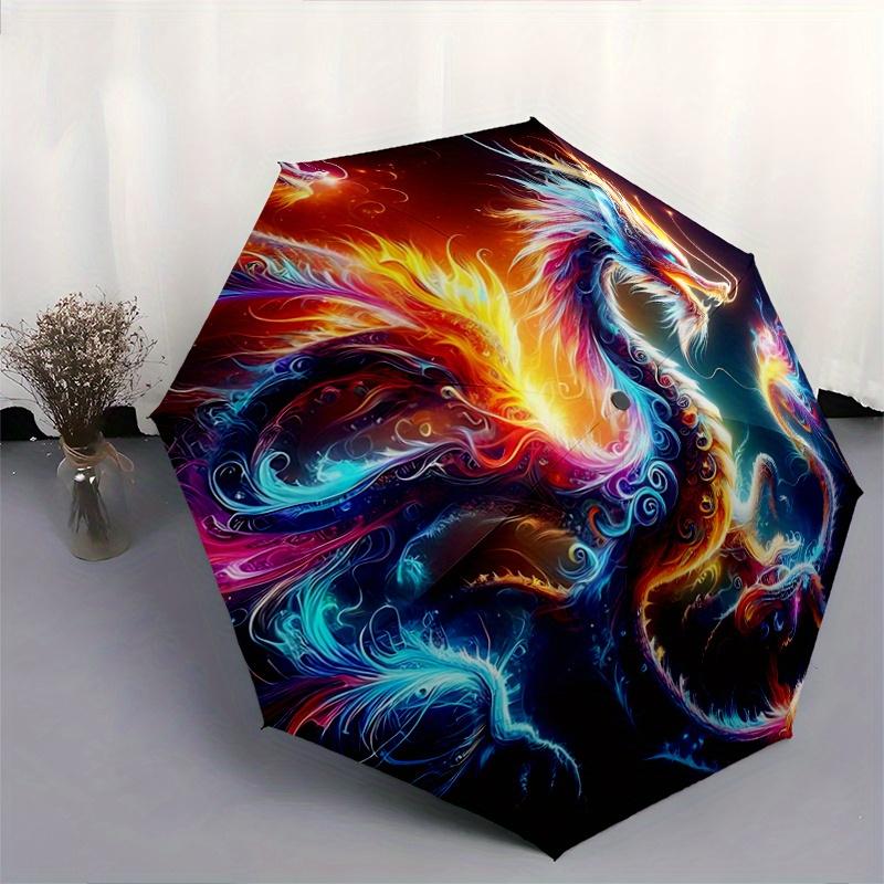 1pc Enchanted Dragons Design Automatic Open/CloseUmbrella,Compact Umbrella for Men & Women Day Gift.A061