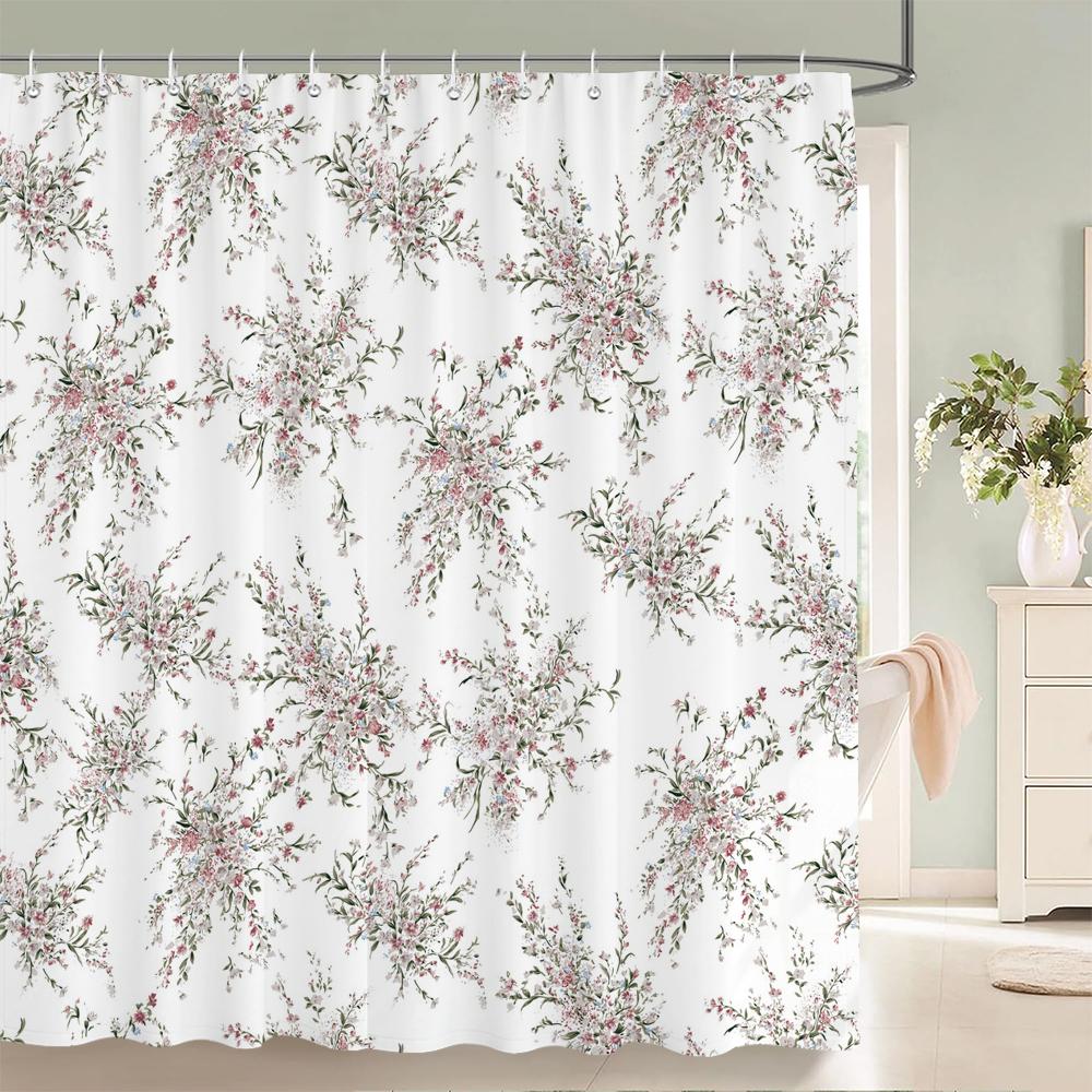 

Beautiful Flowers Shower Curtain Bathroom Waterproof Shower Curtain Birds Butterfly Printing Curtains For Bath Shower With Hooks W60H190(CM)-1 Pcs