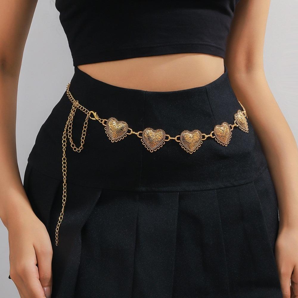 Luxury Design Meta Waist Chain Heart Shape Dress Waist Chain Casual Shirt Waist Chain