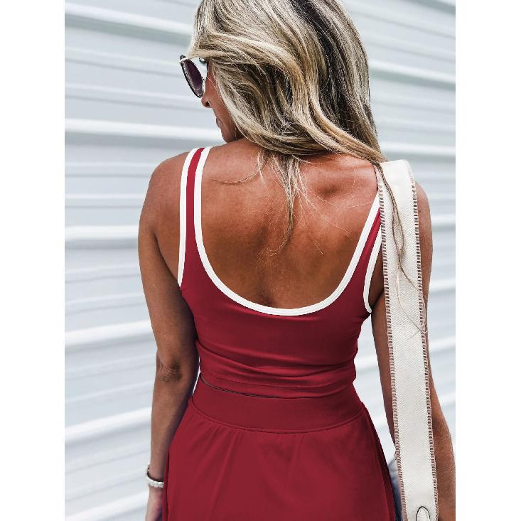 2026 Women's Sexy Camisole Top and Anti-Exposure Skirt Two-Piece Set In Contrasting Colors for Women