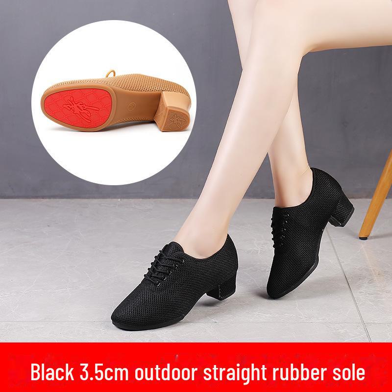 

Женские профессиональные туфли для латинских танцев из ткани Оксфорд - мягкая подошва, черно-белые, идеально подходят для учителей и танцев квадратной формы Size 38, 3.5cm outdoor straight rubber sole чёрный