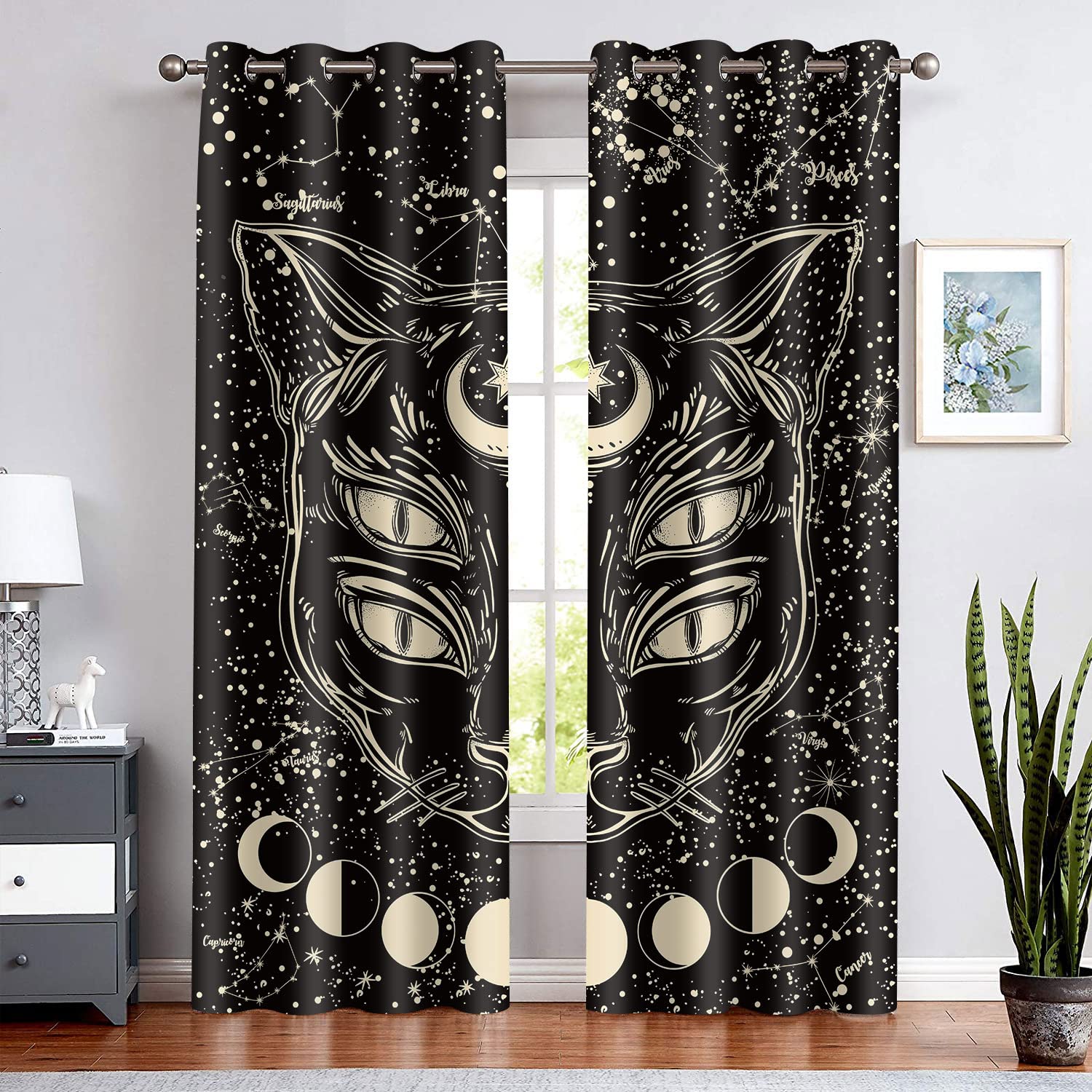 

Кошачьи шторы на окна милые домашние кошки шторы для спальни гостиной для детей мальчиков девочек животные тематика обработка шторы 2 шт W55 X H120cm X 2&HOOK