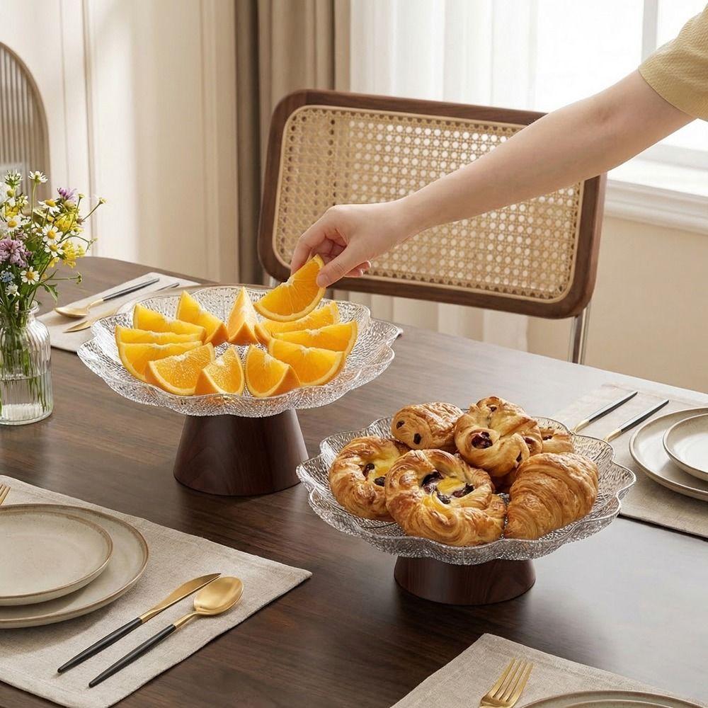 Modern Plastic Pedestal Fruit Bowl Large Capacity Draining Dried Fruit Plate Anti-slip Footed Fruit Bowl Dessert