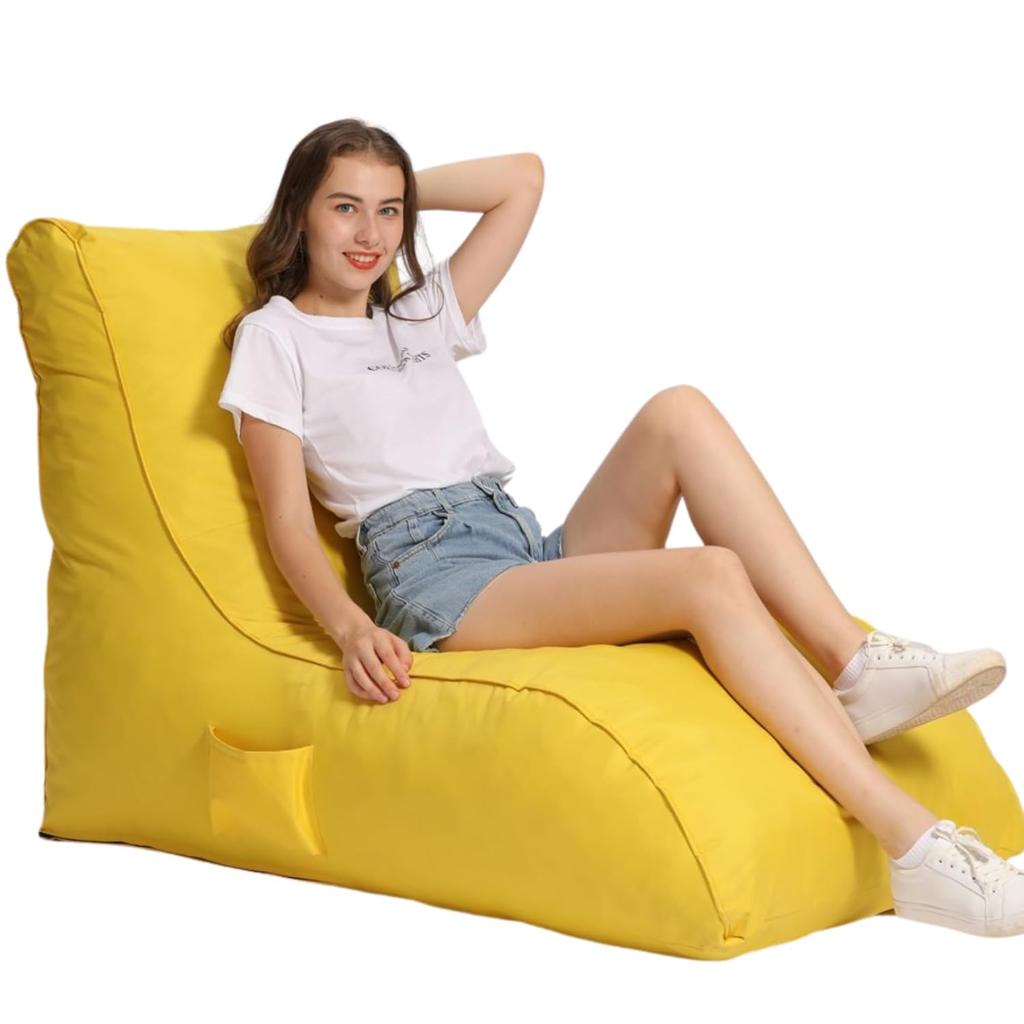 Jumbo Luxury Bean Bag Lounger with Beans Filled (Ready to Use)for Home, Office, Bedroom, Playroom, Living Room, Lounge Seating Color Yellow