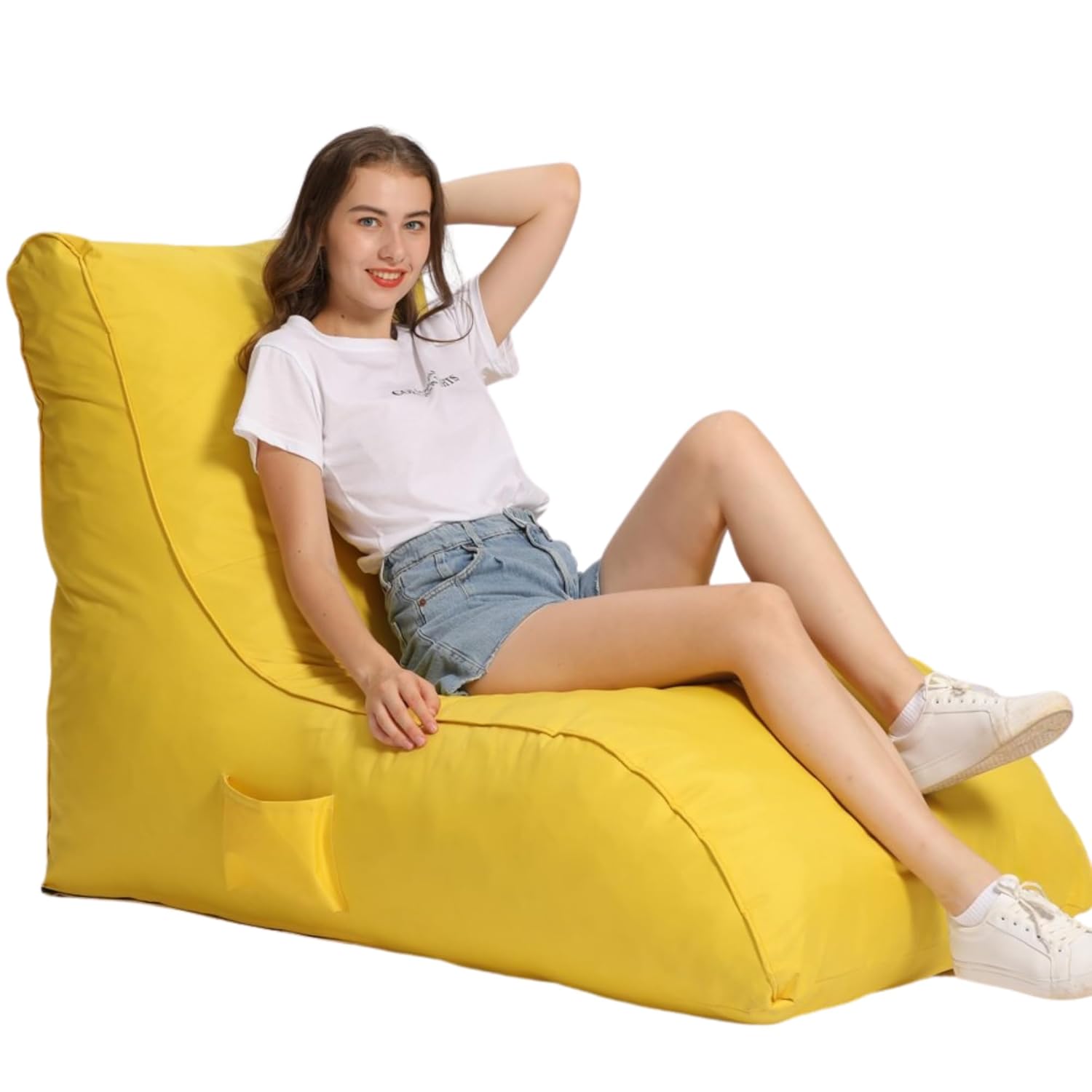

Большое роскошное кресло-мешок для отдыха, наполненное бобами (Готов использовать)для Дома, Офиса, Спальни, Игровой комнаты, Гостиной, Зоны отдыха Цвет Желтый XXXXXXL