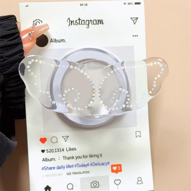 Korean Cute Cartoon Angel Wing For Magsafe Magnetic Phone Holder Grip Tok Stand For iPhone 16 Samsung S25 Wireless Charging Case 5