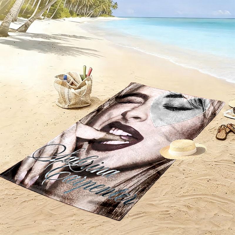 Sabrina Carpenter Melody Print Strandtuch, Großes Weiches Schnelltrocknendes Handtuch für Strand Camping Schwimmen