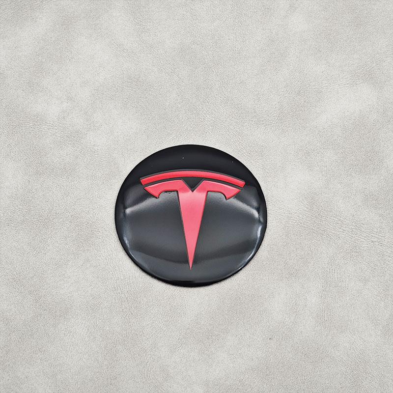 ALL1 4Pcs/set 56mm Black Red Tesla Logo Cap Hub Center Caps Sticker for Tesla Model 3 Y S X Personalized Car Sticker Car Accessories