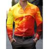 New Flame Gradient Fluid Art Printed Men's Long Sleeved Shirt, Personalized Slim Fit Casual Flower Shirt