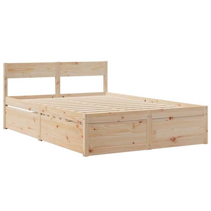 VidaXL Cadre de lit avec tiroirs 140x190 cm bois de pin massif, meuble de chambre à coucher, sommier, lit en bois, lit, lit 3282354