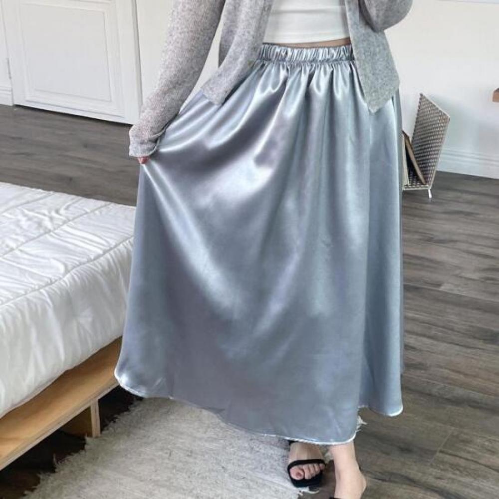 New Arrivals Open Run Women Big Size Flare Long Skirt Glossy Bling