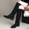 Pointed But Knee Boots Women's 2025 New Autumn and Winter Western Cowboy Pile Boots Thick Heel Knight Boots Large Size