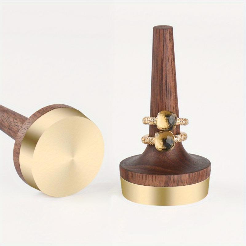 Ringhalter aus Holz für Schmuck, schwarzes Walnussholz mit Messingständer, modernes Präsentationsgeschenk zum Hochzeitstag