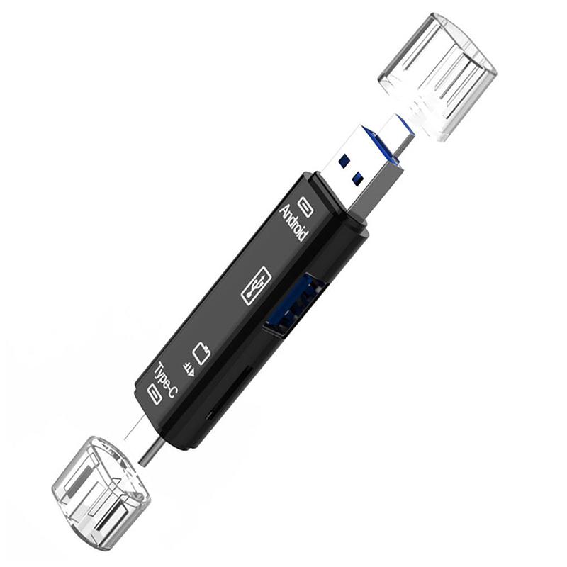 5-in-1 USB 2.0 Typ C / USB / Micro USB SD TF Speicherkartenleser OTG-Adapter