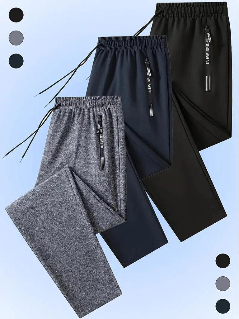 Men's European Size Casual Sports Sweatpants - Solid Color, Drawstring, Autumn/Winter Fitness & Running