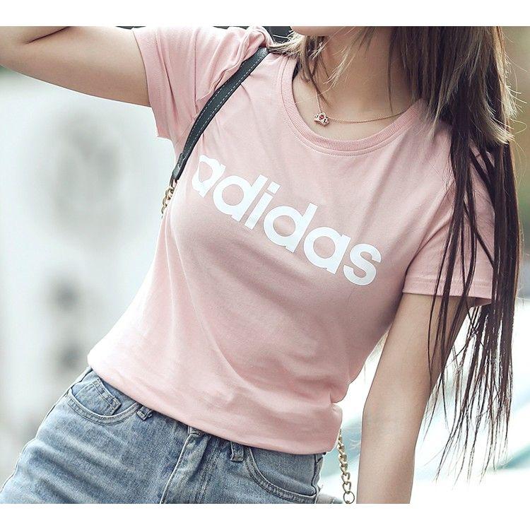 Adidas Neo Round Neck Sports T-Shirt Women Tops Vibrant-Pink FP7875