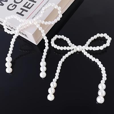 10pcs Hand Woven Imitation Pearl Bow Bouquet Pearl Accessories Fresh Flowers Packaging Materials.