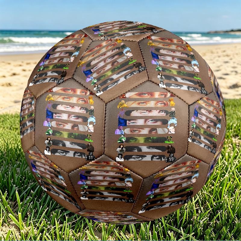 Billie Eilish Print Size 5 Soccer Ball, PU Wear Resistant Football for Match Training and Daily Practice, Birthday Gift for Soccer Fans