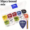 50pcs Alice Guitar Picks Set Varying Thickness from 0.58mm To 1.50mm Durable Plastic Picks with a Transparent Storage Case JXB