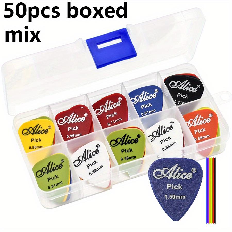 50pcs Alice Guitar Picks Set Varying Thickness from 0.58mm To 1.50mm Durable Plastic Picks with a Transparent Storage Case JXB