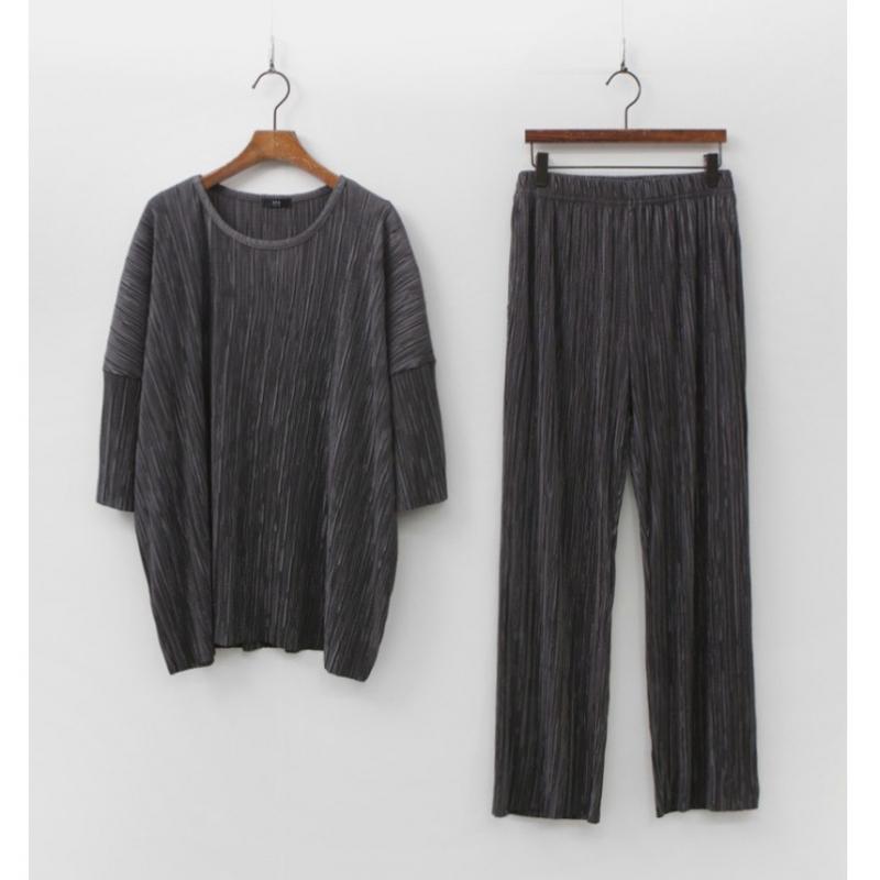 Shop Women S looSe Fit Short Sleeve Long pantS Set Ara wSet 3166 Black