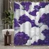1pc 3D White Clouds and Dreamy Purple Trees Shower Curtain, Decorative Printed Bath Curtain with 12 Hooks, Bathroom Accessory