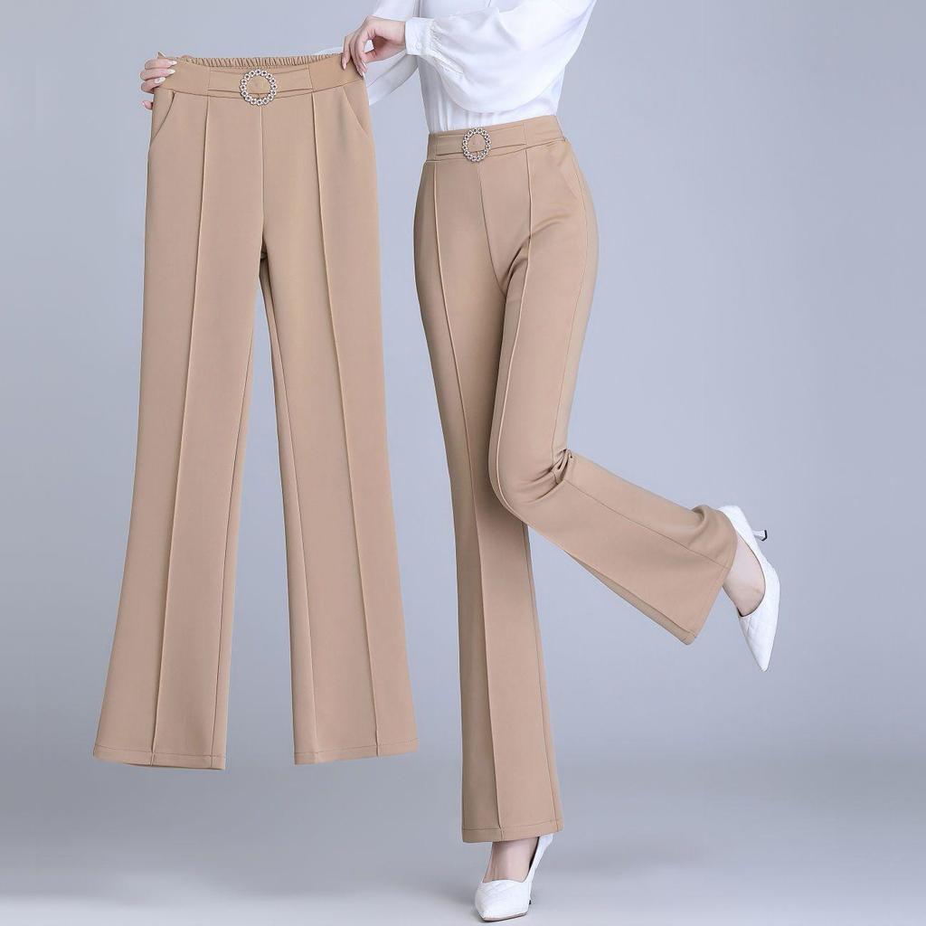 Women's Spring High-Waisted Flared Suit Pants - Slimming, Versatile, and Comfortable Wide-Leg Design