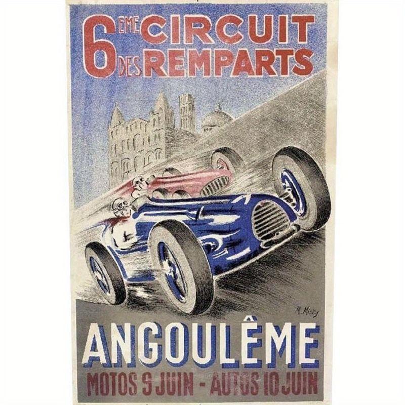 Racing Car Retro Style Metal Decorative Painting for Garage Room Decor