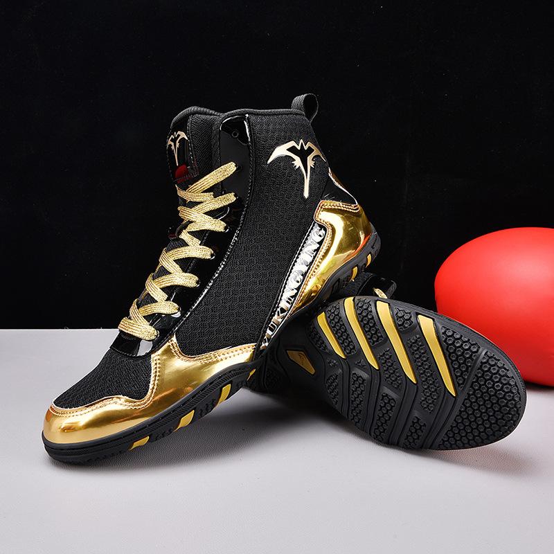 Boxing shoes Men's professional free fighting training shoes Women's wrestling shoes Indoor fitness Sanda high-top wrestling shoes