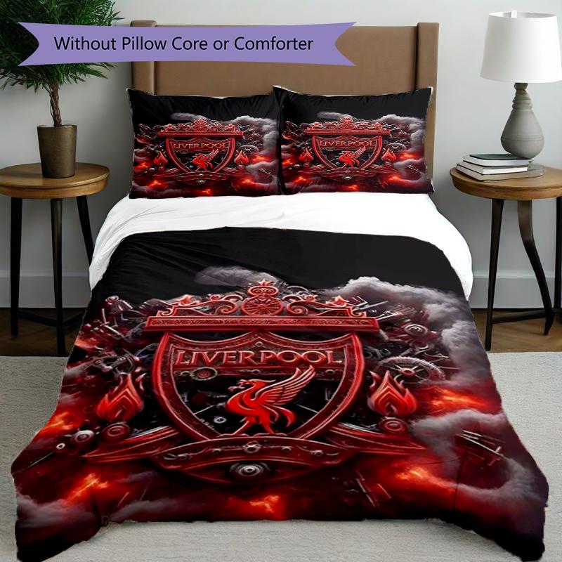 Set copripiumino 3 pezzi (1*Copripiumino + 2*Federe, Senza Nucleo),Set Biancheria da Letto con Stampa Liverpool F.C, Decorazione Camera da Letto, Per Tutte le Stagioni, Regalo di Compleanno