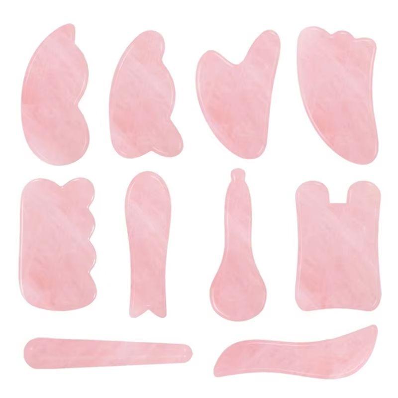 Rose Quartz Jade Gua Sha Board Acupuncture Massage Natural Face Lifting Stone Guasha Scraping Facial Gouache Pink Quartz Massage